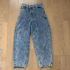 低身長ケミカルウォッシュ デニムパンツ ウエストゴム