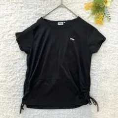 美品✨フィラ　裾ドロスト半袖Tシャツ　L スポーツウェア　黒　シンプル　ロゴ