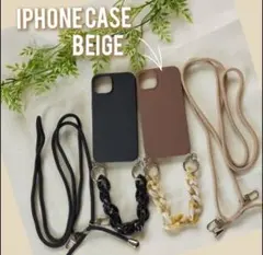 iPhone13　ストラップ ケース ショルダー  スマホ 茶