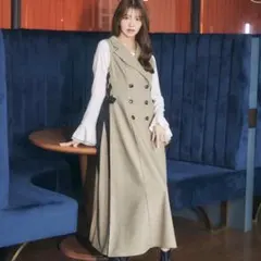 リリアンカラット　ジャケットワンピース　サイドリボン付きトレンチワンピース