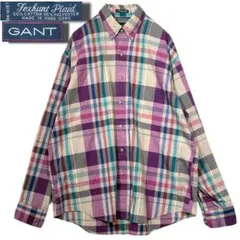 GANT Foxhunt Plaid ヴィンテージ 90s チェックシャツ Lのサムネイル