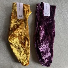 新品・未使用　SLY ベロアソックス　フリーサイズ　イエロー　パープル