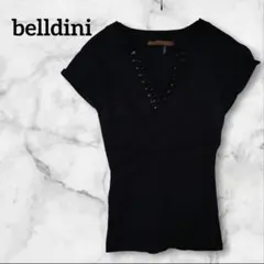 belldini 【XL】Vネック リブ編み 半袖 Tシャツ ブラック