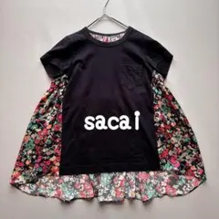 美品　Sacai ドッキングTシャツ　カットソー　バックプリーツ　花柄　サカイのサムネイル