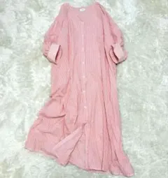 美品　アーバンリサーチドアーズ　七分袖ワンピース　ストライプ　オレンジ　М