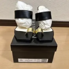 MAMIAN スクエアトゥトングヒールミュール ブラック