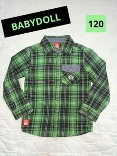 BABY DOLL チェック柄長袖シャツ 120グリーン