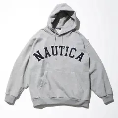 NAUTICA ロゴ刺繍 プルオーバーパーカー グレー 紐なしのサムネイル