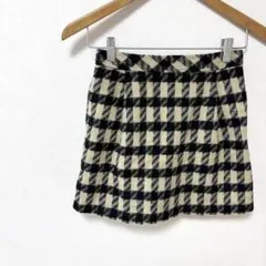 【レディアゼル】インパン付きチェック柄ミニスカート　S　黒ブラック×肌色ベージュ
