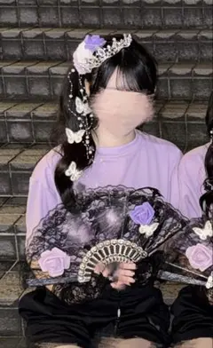 盛り髪 セット 紫 jk 体育祭