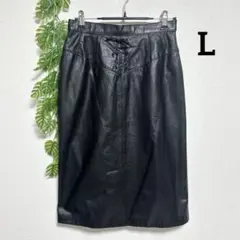 フロマージュ・L ひざ丈タイトスカート 牛革 レザー ブラック