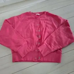 ピンク 長袖 ボタン付き　スウェット　カーディガン