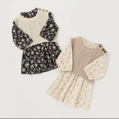 プティマイン petit main 花柄ワンピースベストセット　120