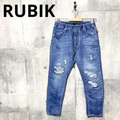 RUBIK ルービック メンズ スウェットダメージデニムジョガーパンツ S