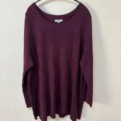 セーター バーガンディ ニット 大きいサイズ トップス クルーネック