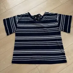 《美品》BACK NUMBER ボーダー 半袖Tシャツ レースアップ Lサイズのサムネイル