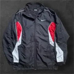 【NIKE】ナイキ ナイロンジャケット ウインドブレーカー 黒×赤×白 Mサイズ