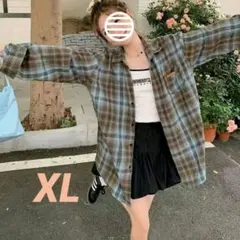 チェックシャツ フランネル 長袖シャツ XL カジュアル ゆったり