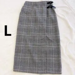 HK WORKS LONDON グレンチェックタイトスカート Lサイズ