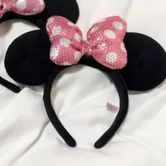 ディズニー　カチューシャ　スパンコール　水玉　ドット　ピンク　1つ　レア♡