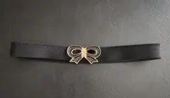 本日限定価格！！リボンバックル　 ブラックベルト　ゴムベルト