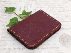 牛革 手縫い　免許証　マイナンバーカード　ICカード入れ　ワインレッド