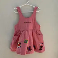 【100cm】汚れ無 ミキハウス ピンクデニム ワンピース シャンバースカート