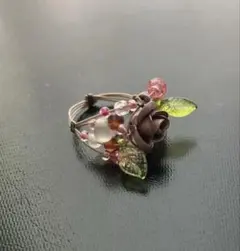 LEST ROSE リング　ビーズ　バラ　パープル　ピンクのサムネイル