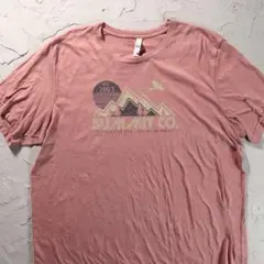 CANVASの良い色合い、くすみピンクと山脈グラフィックプリントのビッグTシャツ