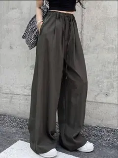 SHEIN DAZY ドロスト ワイドレッグ カジュアルパンツ M グレー