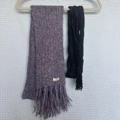 ハッシュアッシュ　マフラー　黒シルバーラメストール　２点セット