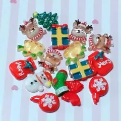 ネイルパーツ 15個 Xmas クリスマス サンタ 雪だるま 馴鹿 ツリー ベル