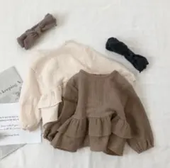 新品未使用 フリル トップス アイボリー 女の子 韓国子供服 130