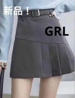 GRL ベルトインパン裏地付きアシンメトリープリーツミニスカート[at1992]