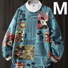 ヴィンテージ風 ミッキーマウス コミック柄 ニットセーター Mサイズ