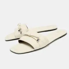zara ザラ フラットサンダル ホワイト 白 ミュール リボン 37 24cmのサムネイル