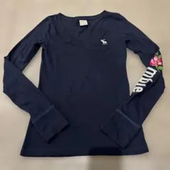 Abercrombie ネイビー Vネック長袖Tシャツ M