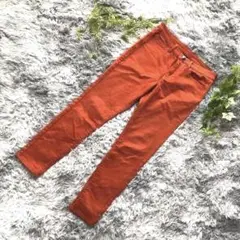 ローリーズファーム【L】オレンジ ビビッドカラー 裏地黒 チノパン コットン混