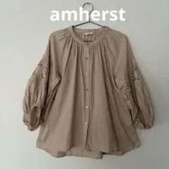amherst アムハースト　ピンクベージュ リネンブラウス　袖レース　Ｍのサムネイル