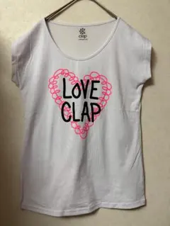 #4645 CLAP Mサイズ ホワイト系 ハートロゴ 半袖トップスのサムネイル