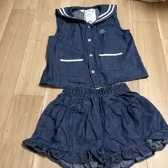 H&M デニム セーラー襟 ショートパンツセットアップ110cm