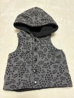 BREEZE ベスト グレー・ブラック葉柄　80 リバーシブル　防寒