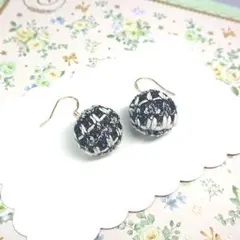 No.1112☆ツイードボール（ブラウン） ピアス イヤリング マスクチャーム