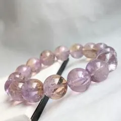 天使の指紋入り カコクセナイトインアメジスト 大玉 ブレスレット 15mm 