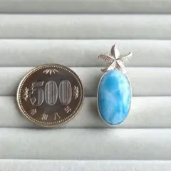 ラリマー シルバー925亀さんバチカン＆ホワイトオーラ大玉天然石