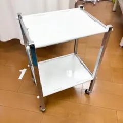 美品　高田ベッド　ワーゴンキャスター付　院内設備　医療用　収納　2段式　日本製