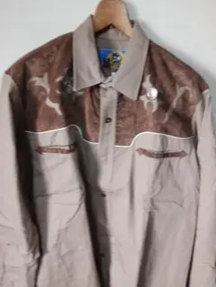 LOBO RIDER'S スエード調コンチョ付きWesternシャツ L