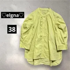 【716】elgna【38】パフスリーブシャツ　フリル　七分袖　可愛い
