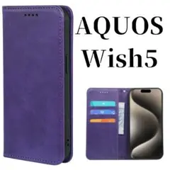 AQUOS Wish5 ケース 手帳型 スリム アクオス ウイッシュ5 パープル