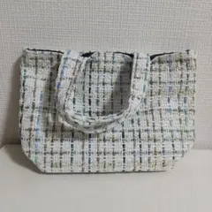 ホワイトツイード・ミニトートバッグ・白・タイムセール!